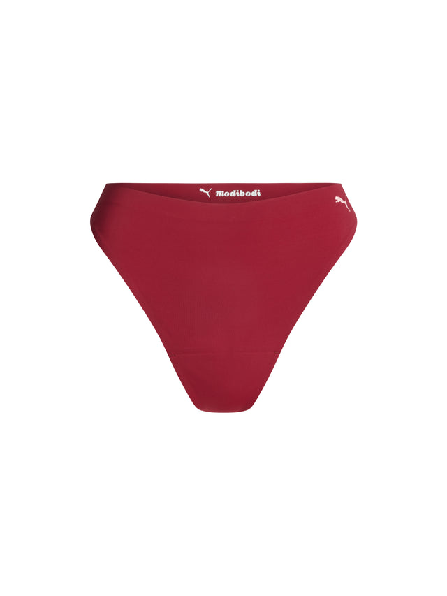 String Puma X Modibodi sans coutures Actif taille haute flux léger Rouge caramélisé