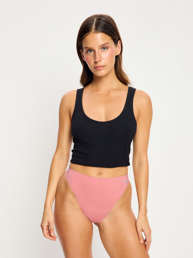 Puma X Modibodi – Nahtloser Active-Tanga mit hoher Taille in heller Whiskyrose