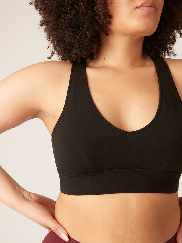 Crop top Actif en mérinos Noir