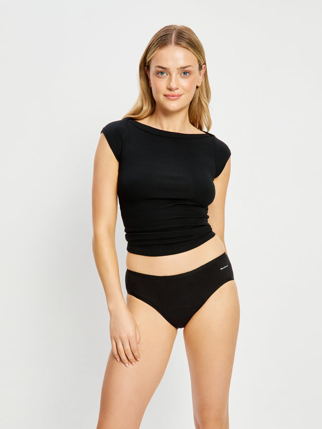 Culotte taille mi-haute basique flux léger Noir