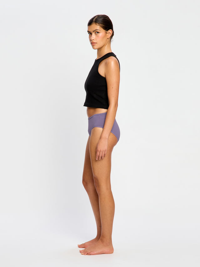 Culotte taille mi-haute basique flux moyen Violet tonic