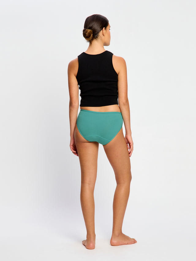 Culotte taille mi-haute basique flux moyen Vert sarcelle