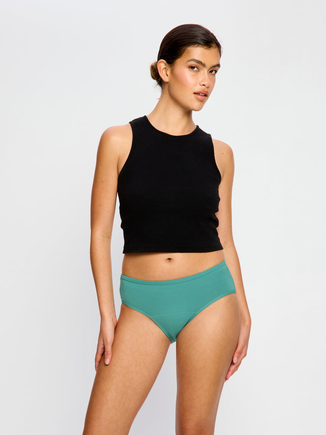 Culotte taille mi-haute basique flux moyen Vert sarcelle