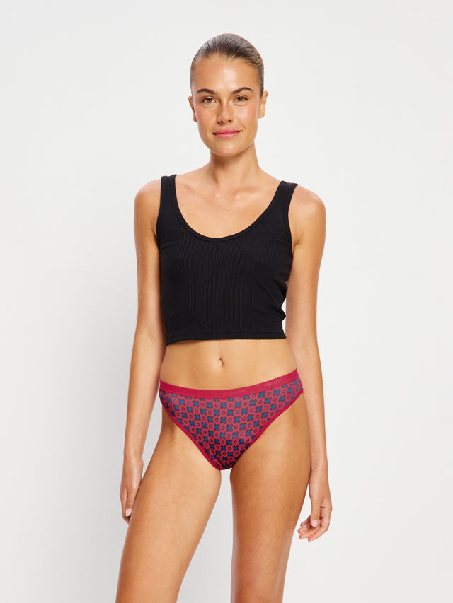 Klassischer Bikini moderate Deckkraft Geo-Fliesen Pink