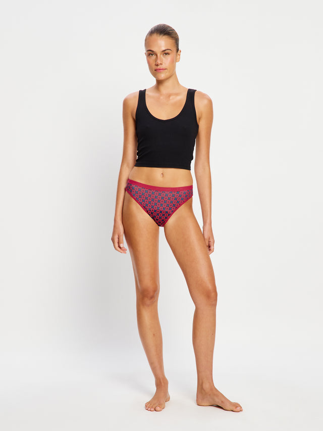 Klassischer Bikini moderate Deckkraft Geo-Fliesen Pink