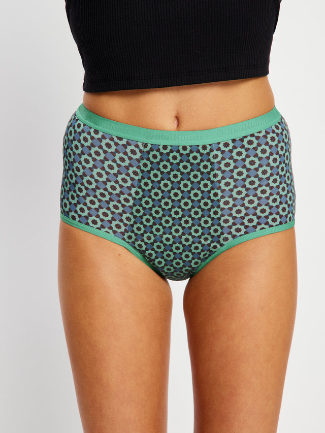 Classic Full Brief Super Geo Tile Green