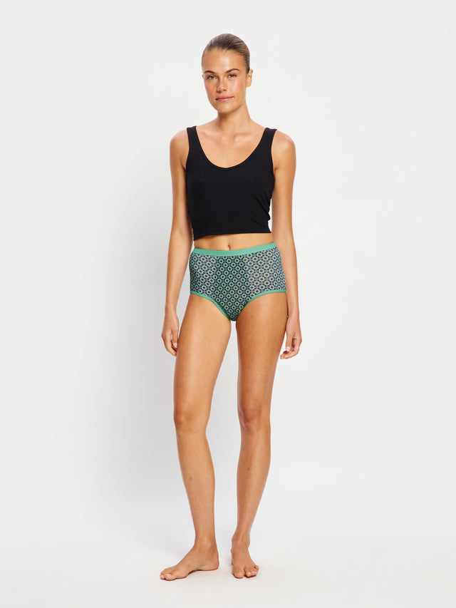Classic Full Brief Super Geo Tile Green