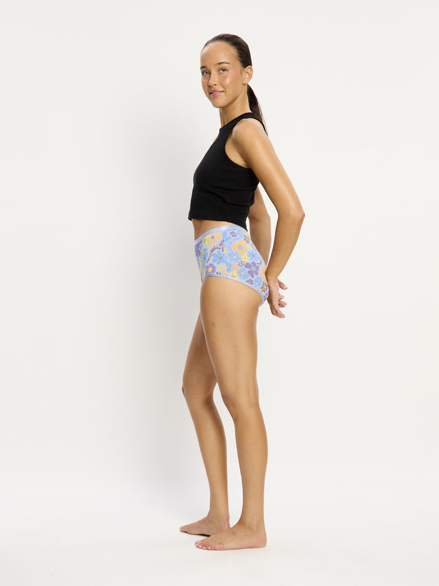 SmileyWorld® | Modibodi Classic Full Brief Helles Happy Daisy Blau
