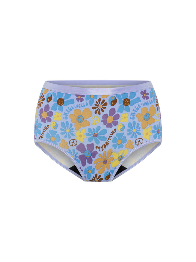 SmileyWorld® | Modibodi Classic Full Brief Helles Happy Daisy Blau
