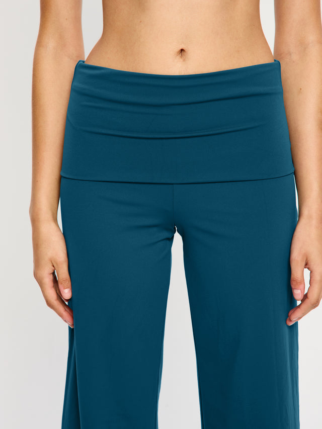 Loungehose mit weitem Bein, Teale Blue