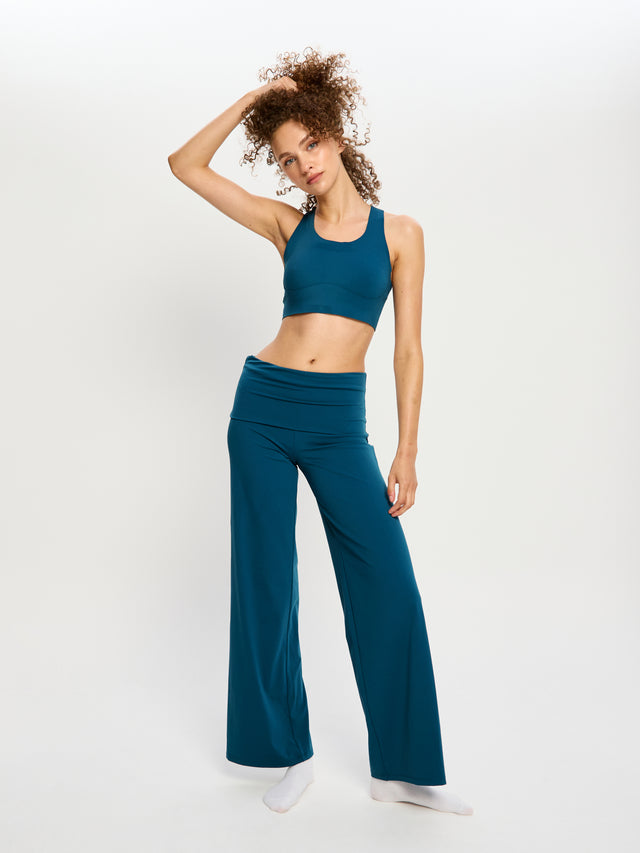 Loungehose mit weitem Bein, Teale Blue