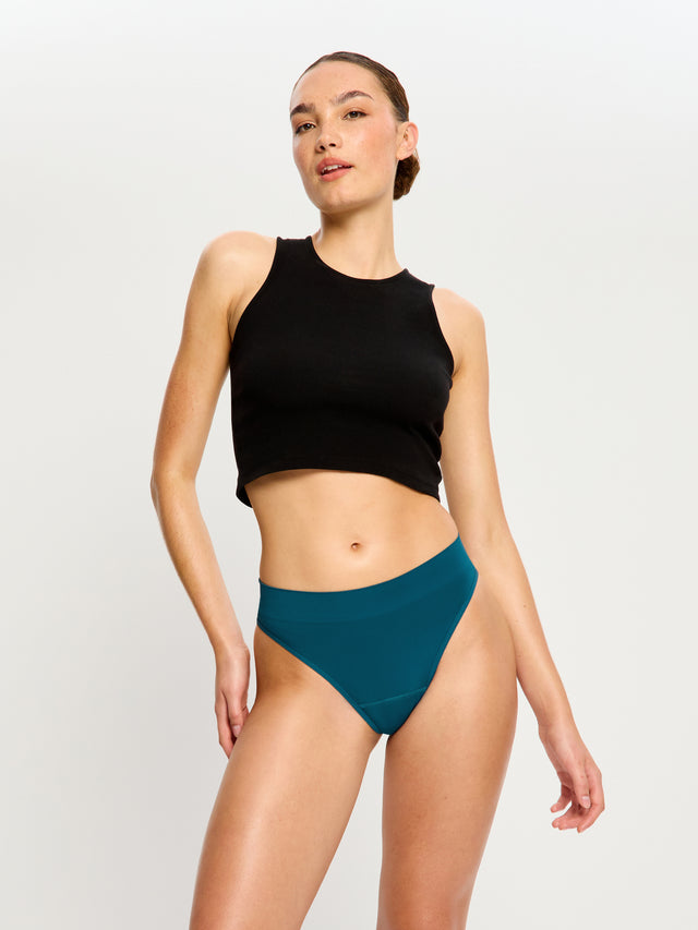 Culotte taille haute Modicomfort cheeky sans coutures flux moyen Bleu sarcelle