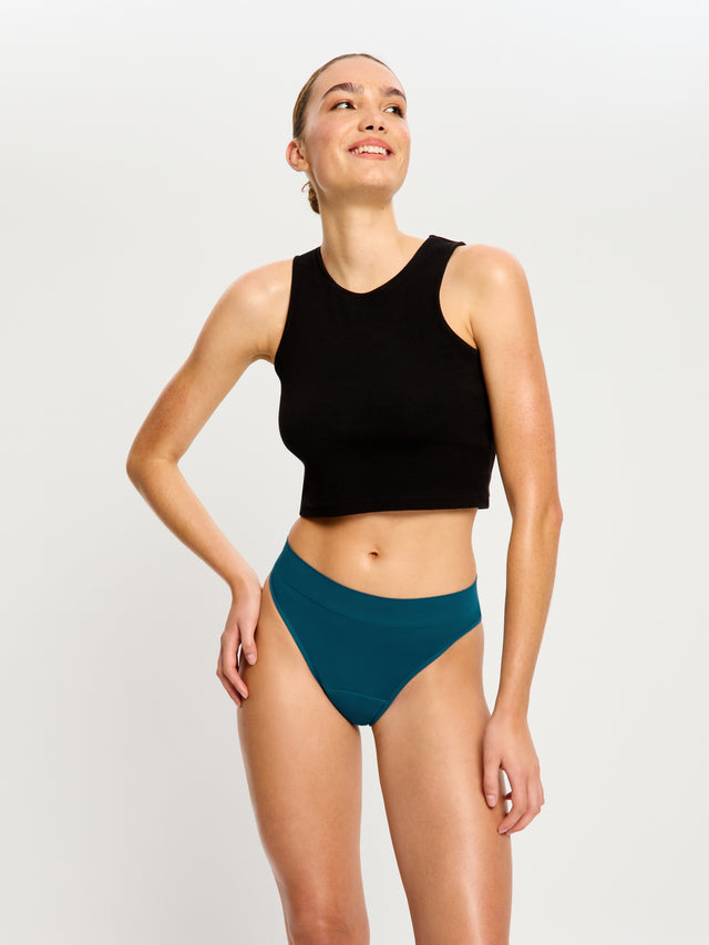 Culotte taille haute Modicomfort cheeky sans coutures flux moyen Bleu sarcelle