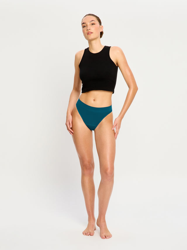 Culotte taille haute Modicomfort cheeky sans coutures flux moyen Bleu sarcelle