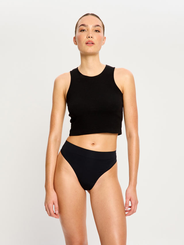 String taille haute sans coutures Modicomfort, noir clair