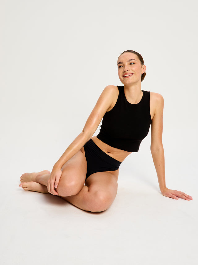 String taille haute sans coutures Modicomfort, noir clair