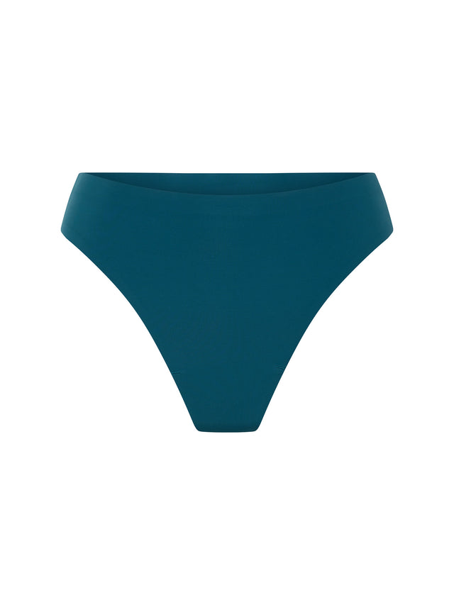 Nahtloser Tanga mit hoher Taille, Hellblau