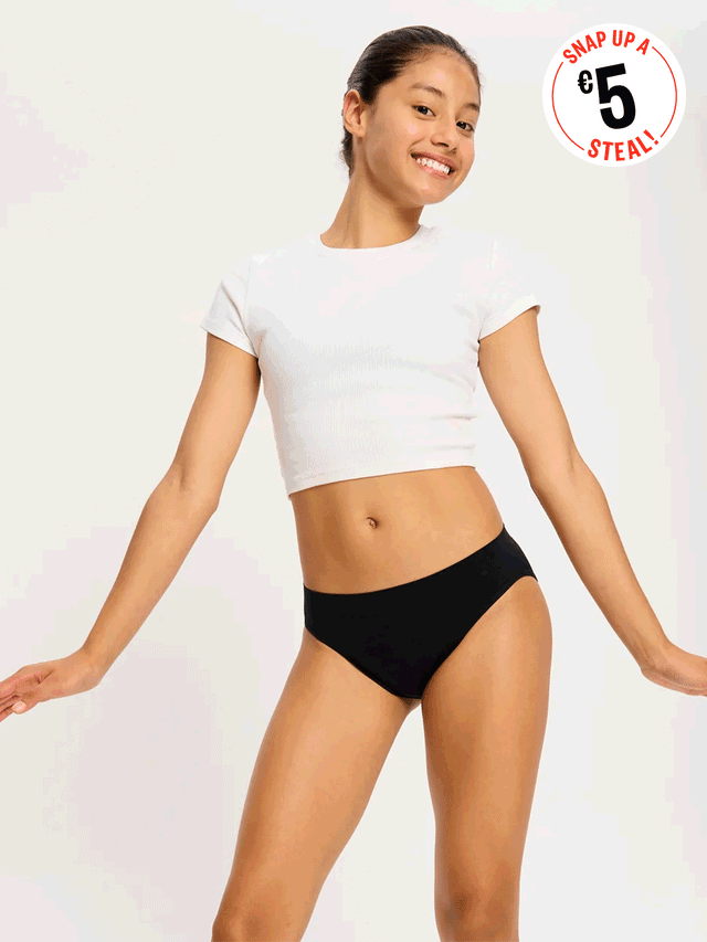 Weicher, nahtloser Hipster-Bikini für Teenager, feuchtigkeitsableitend, Schwarz