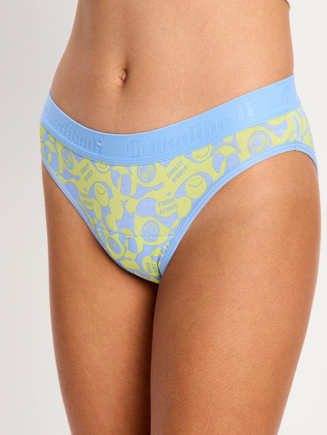 SmileyWorld® | Bikini taille basse ado Modibodi flux moyen Vert groovy
