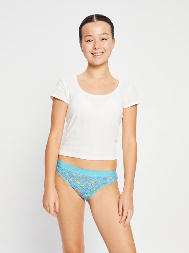 SmileyWorld® | Modibodi Teen Hipster Bikini Moderate Wonderlust Blau