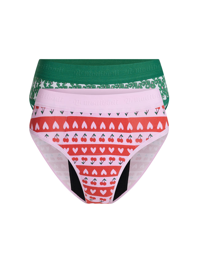 Teen Hipster Bikini Holiday Gifting 2 Pack Merry Multi