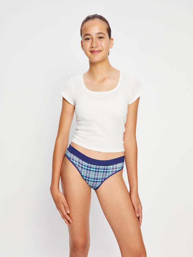 Teen Hipster Boyleg & Bikini Mitternacht Lila Karo 2er-Pack