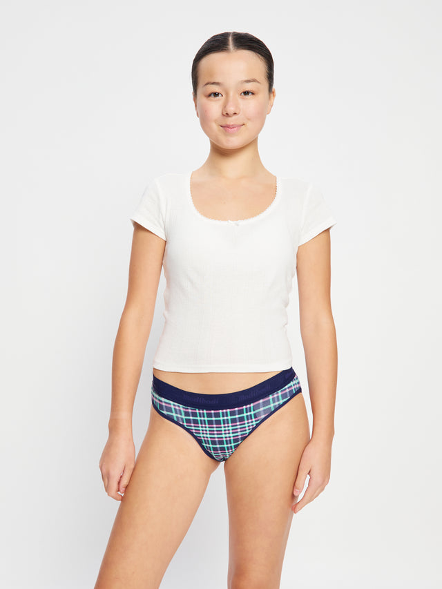 Teen Hipster Boyleg & Bikini Mitternacht Lila Karo 2er-Pack