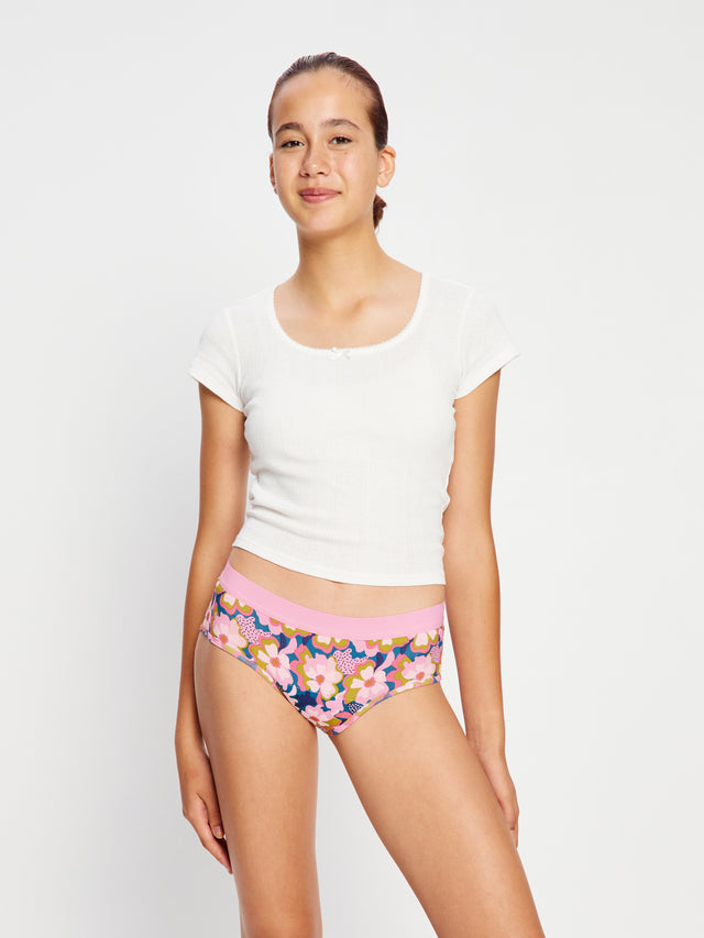 Short boyleg taille basse ado flux moyen Rose Twilight Jungle