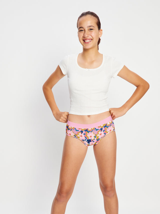 Short boyleg taille basse ado flux moyen Rose Twilight Jungle