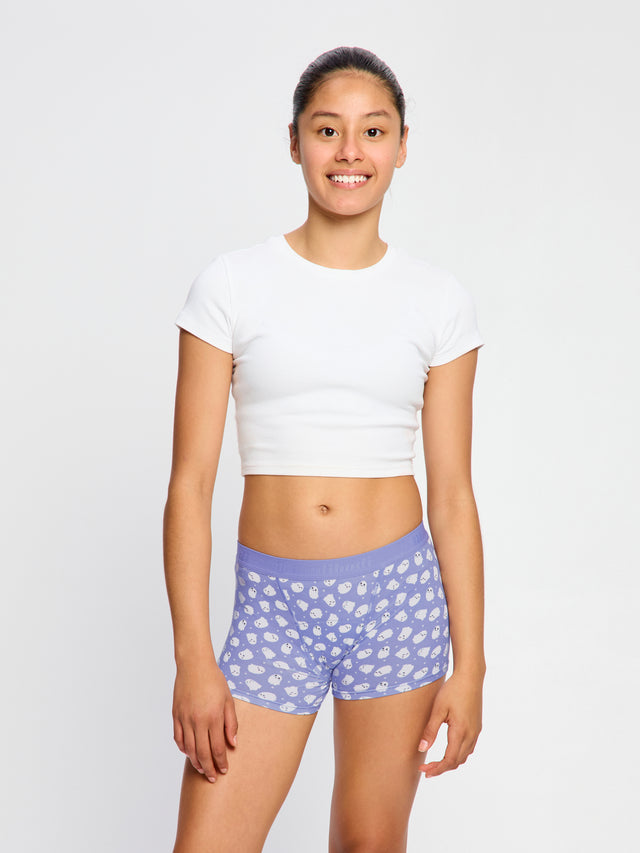 Boxer taille basse ado flux moyen Bleu Giggly Ghost