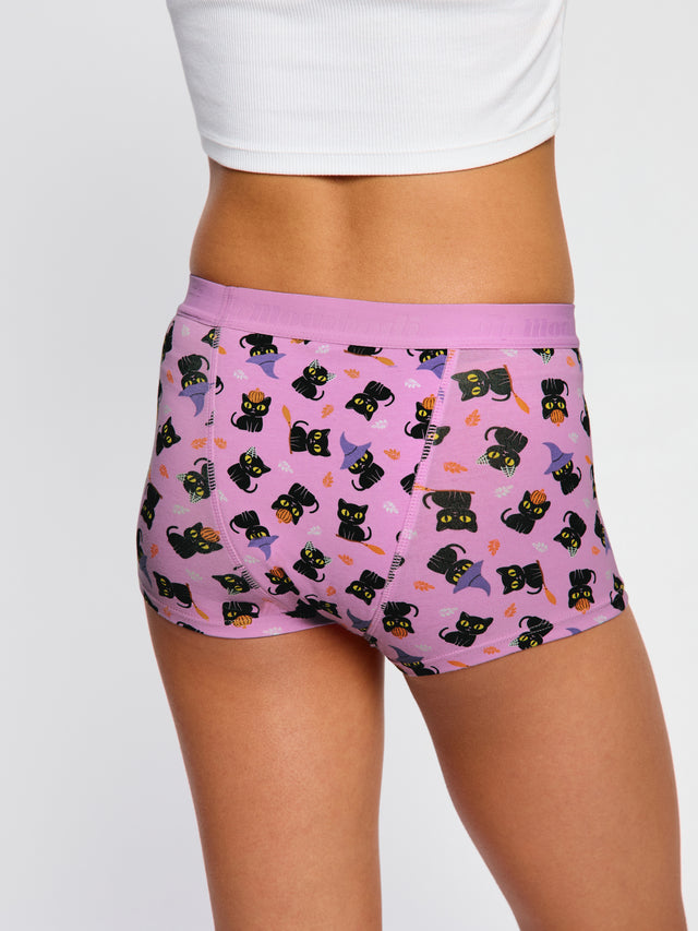 Shorty hipster pour ado, moustaches de sorcière roses