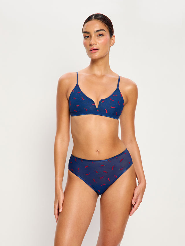 Intimates Spicy Day V-Bralette Navy Chilli