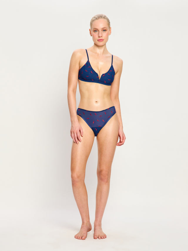 Intimates Spicy Day V-Bralette Navy Chilli