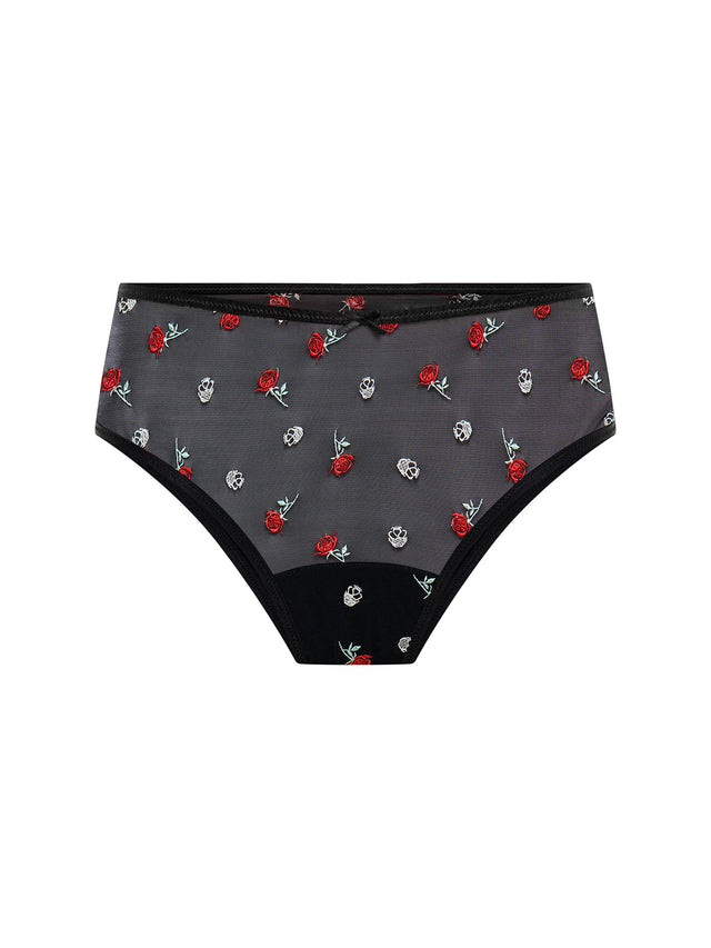Intimates V Day Hi Waist Brief Moderate Black Rose