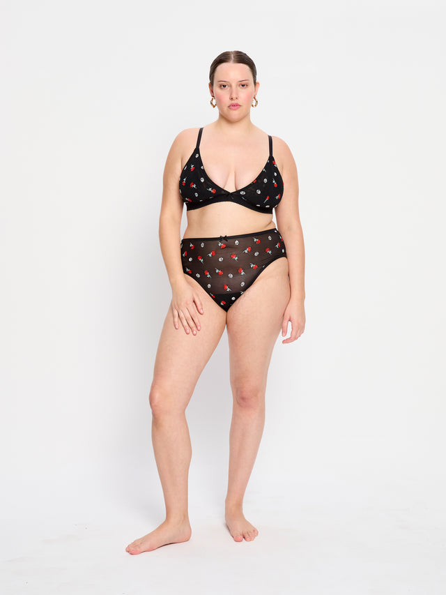 Intimates V Day Hi Waist Brief Moderate Black Rose