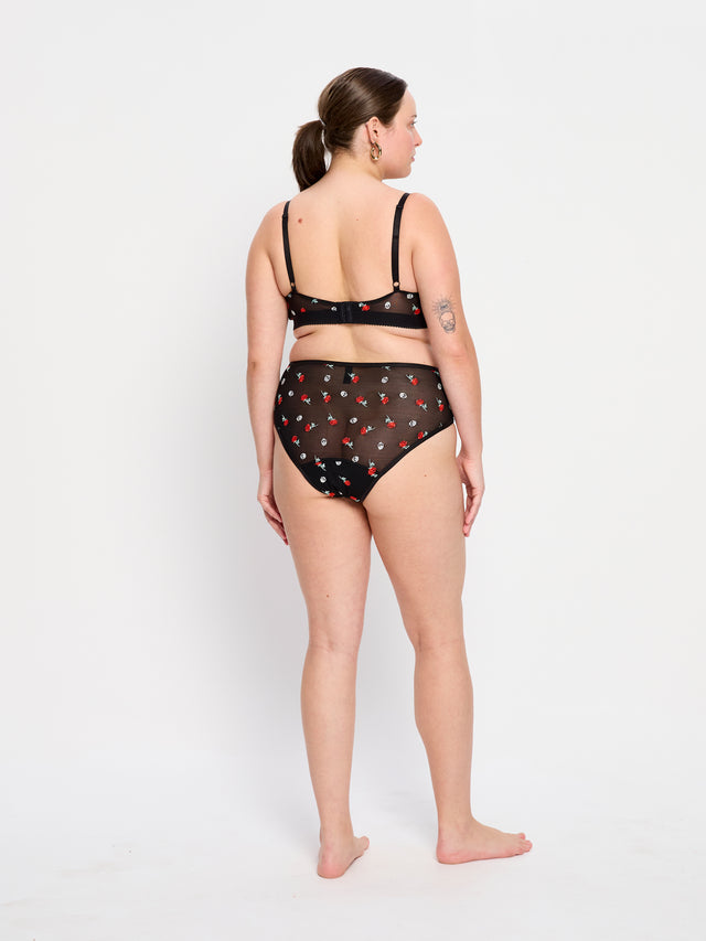 Intimates V Day Hi Waist Brief Moderate Black Rose