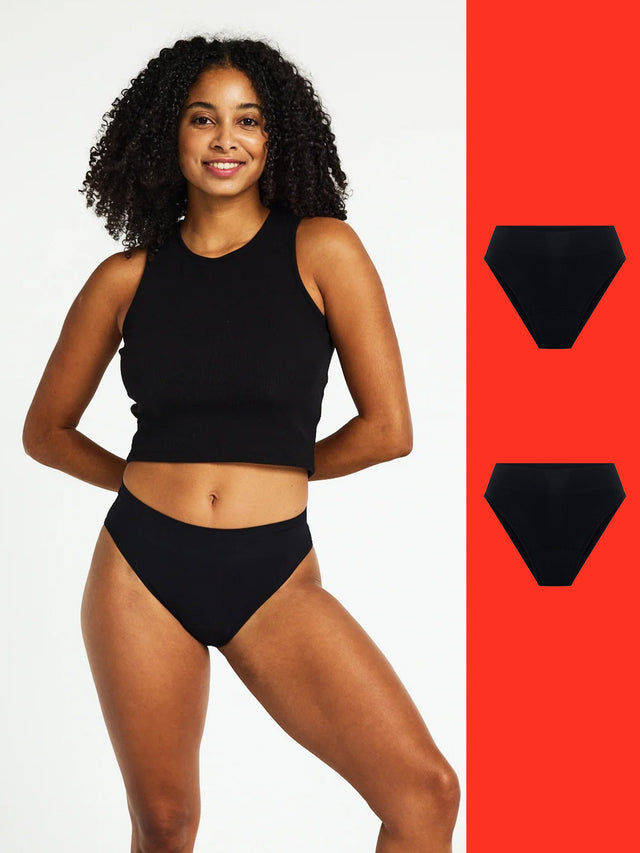 Lot de 2 slips taille haute sans coutures ModiComfort noir - maintien modéré