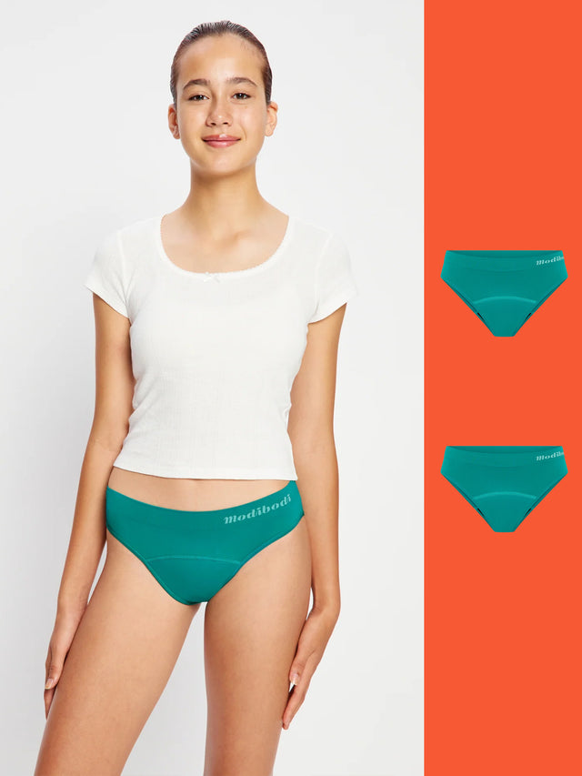 Lot de 2 slips Hipster sans coutures ModiComfort pour ado, vert enchanté, couvrance moyenne
