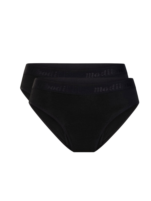 Teen Underwear Period Kit with 2 pack Hipster Bikini Moderate Black