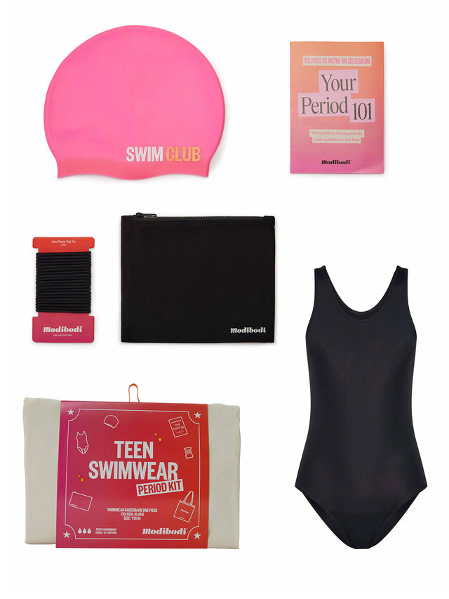 Kit de règles Actif pour adolescentes avec maillot de bain une pièce dos nageur flux ultra Noir