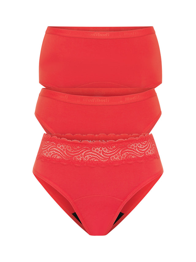 Modibodi Holiday Gifting 3 Pack Fiesta Red