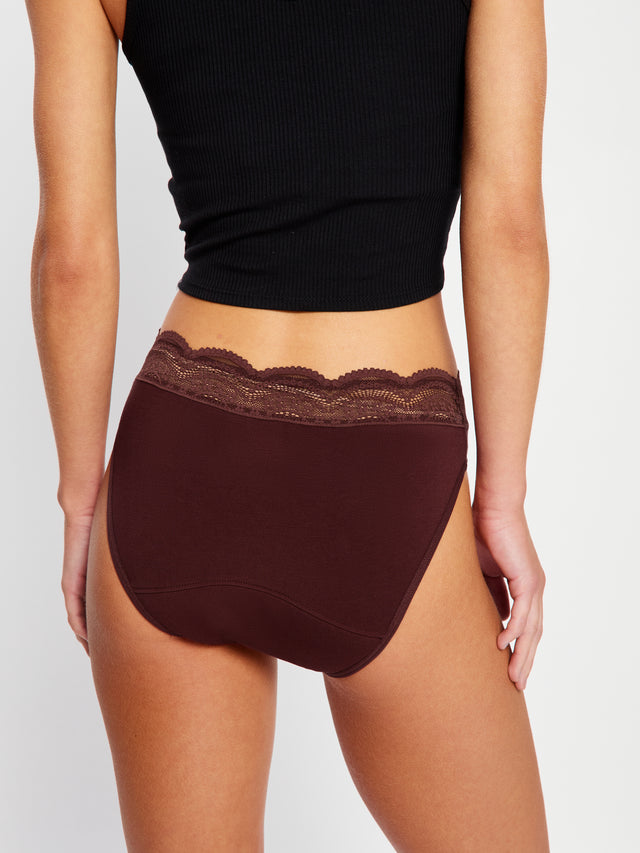 Sinnlicher Bikini mit hoher Taille, moderate Bedeckung, Bitter Chocolate Braun