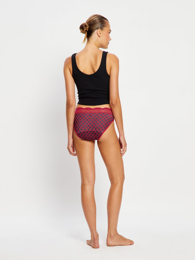 Sinnlicher High Waist Bikini Moderate Geo Tile Pink