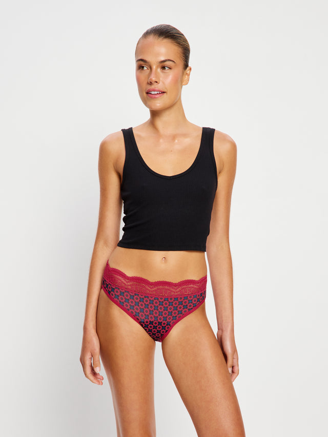 Sinnlicher High Waist Bikini Moderate Geo Tile Pink