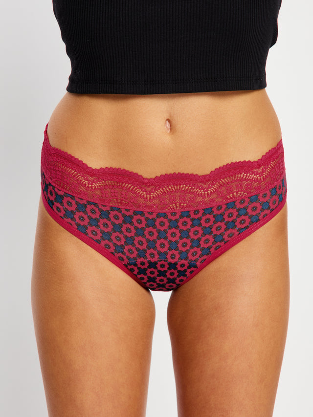 Sinnlicher High Waist Bikini Moderate Geo Tile Pink