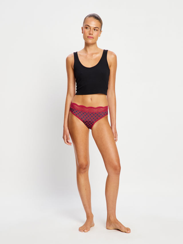 Sinnlicher High Waist Bikini Moderate Geo Tile Pink