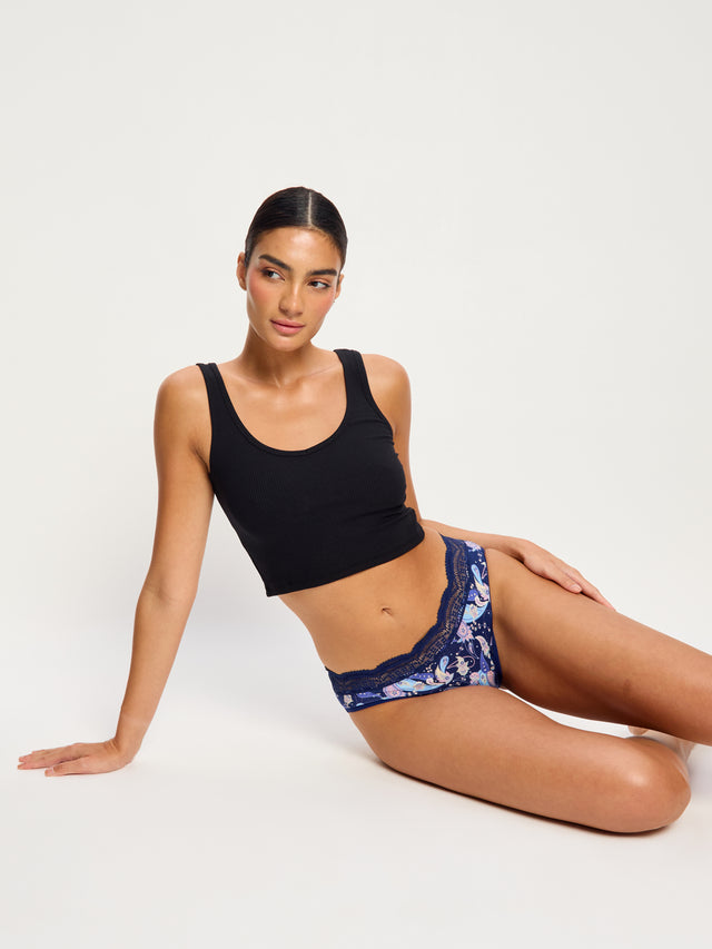 Sensual Hi Waist Bikini Moderate Opulent Paisley Navy
