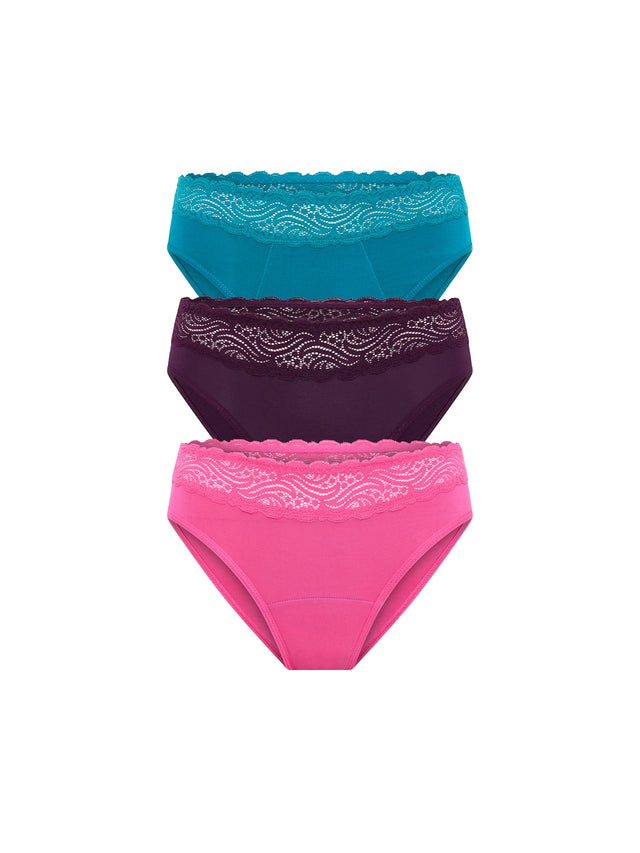 Sensual Hi Waist Bikini 3 Pack Gemstone Multi
