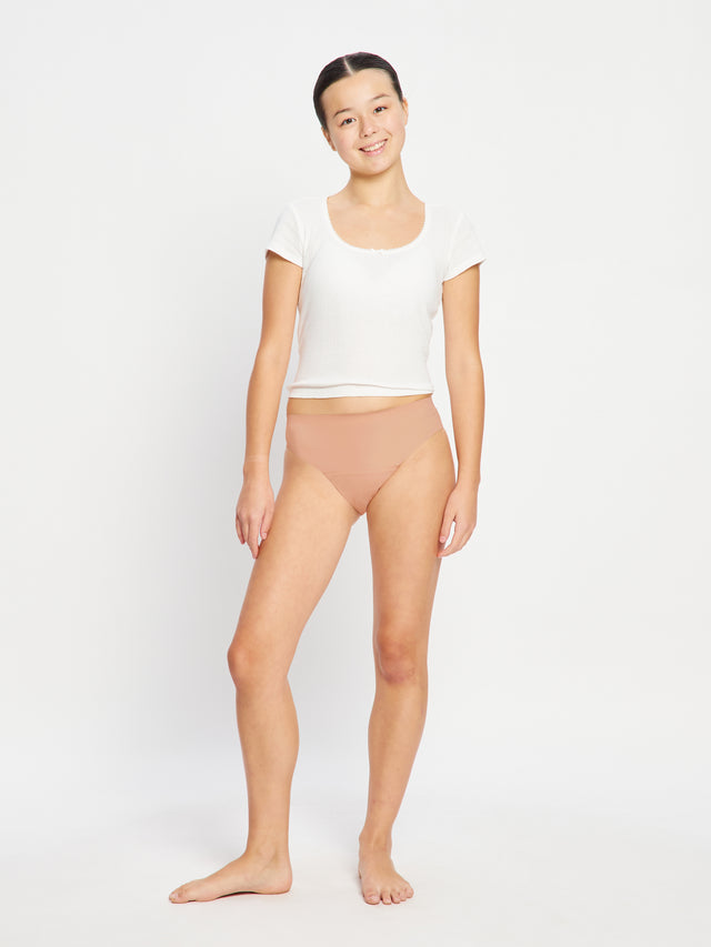 Bikini échancré sans couture adolescent – maintien modéré – ballet beige