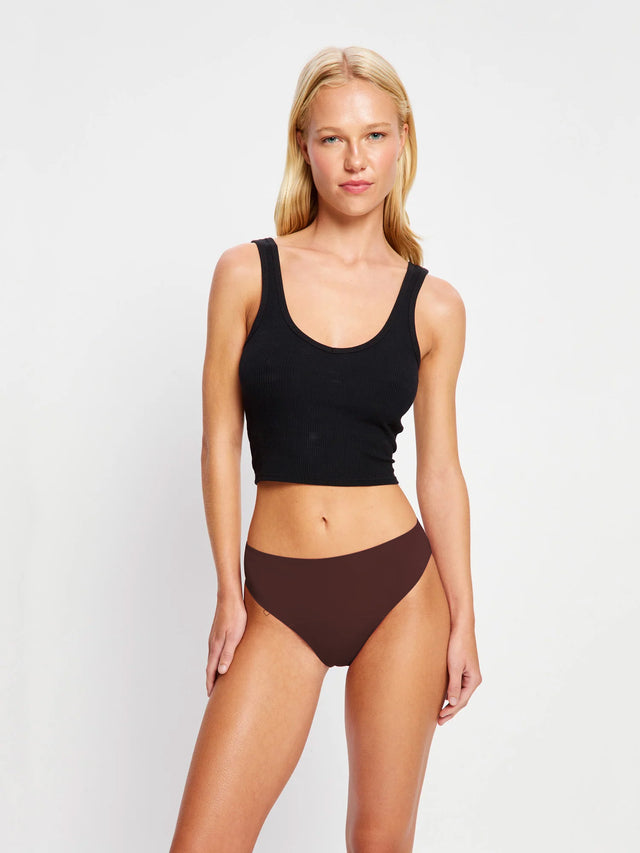 Nahtloser Bikini Moderate Bitter Schokoladenbraun